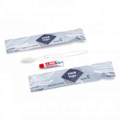 Набор для чистки зубов с логотипом "щетка + зубная паста"